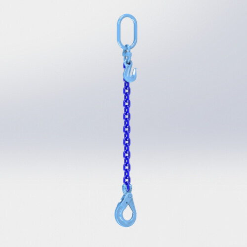Grade 100 1 Leg Chain Sling fitted with Self Locking Safety Hook & Eye Type Grab Hook