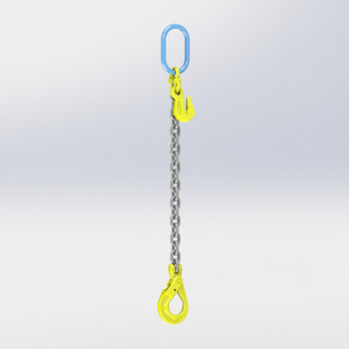 Grade 80 1 Leg Chain Sling fitted with Self Locking Safety Hook & Eye Type Grab Hook